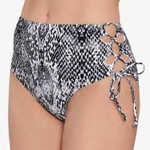 1123 Salt + Cove Simple Scale Laced sides Bikini Swim BLACK WHITE sz M